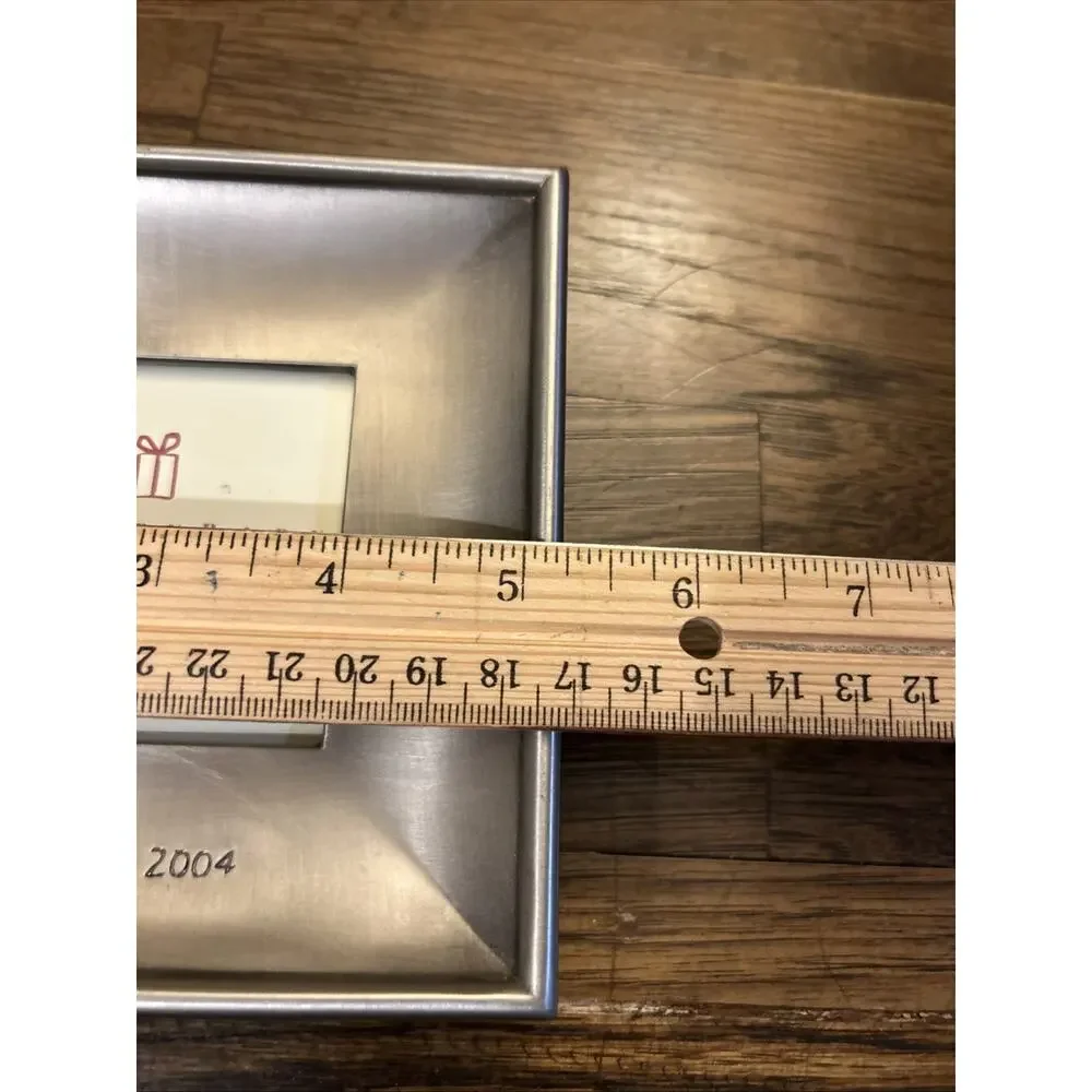 Vtg Pottery Barn Picture Frame 3x3” Square CHRISTMAS 2004 Concave Silver To J25